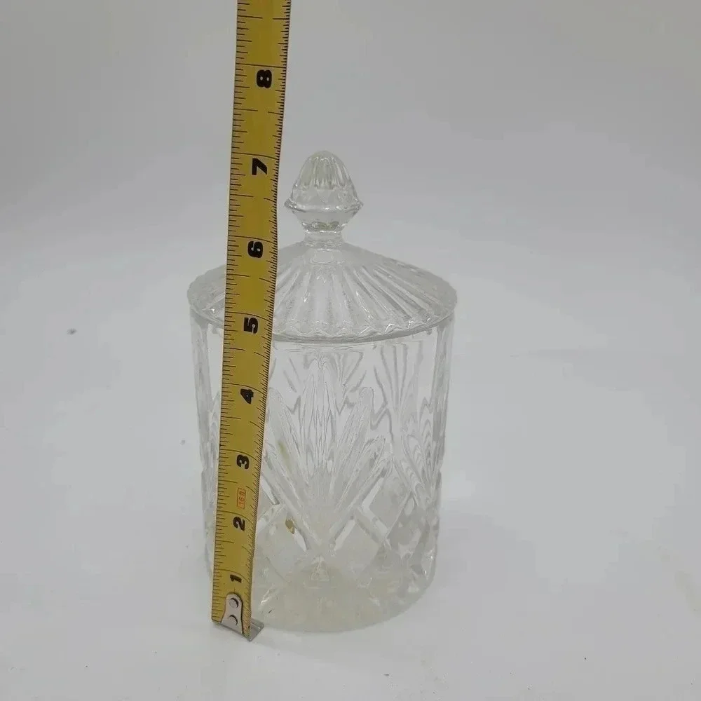 Heavy Cut Glass Crystal Biscuit Vintage Candy Jar • Beautiful Traditional Design
